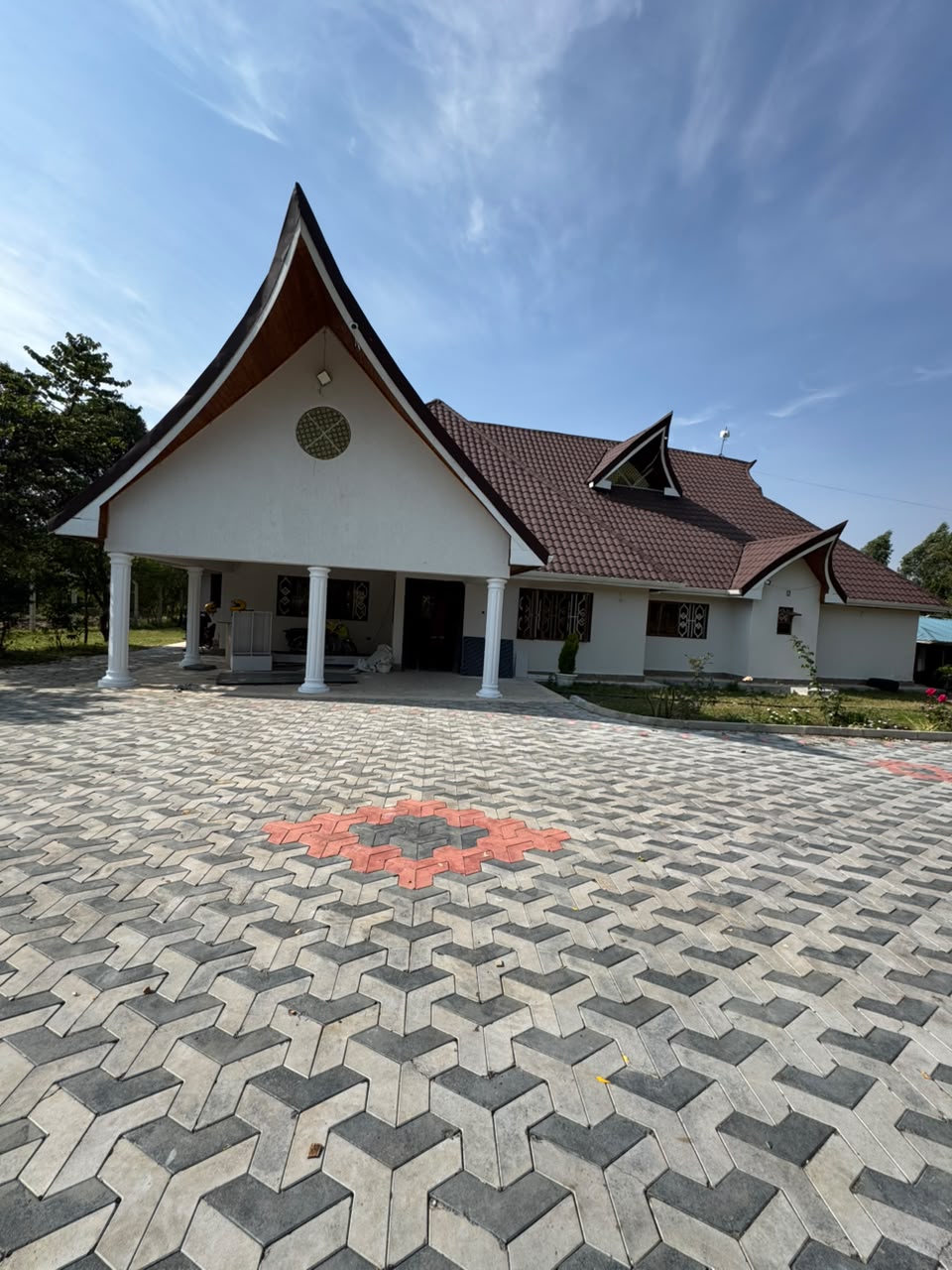 Paved residential approach — External works